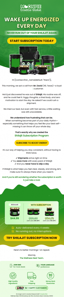 An email implemented by Moonpie in July based on a customer pain point